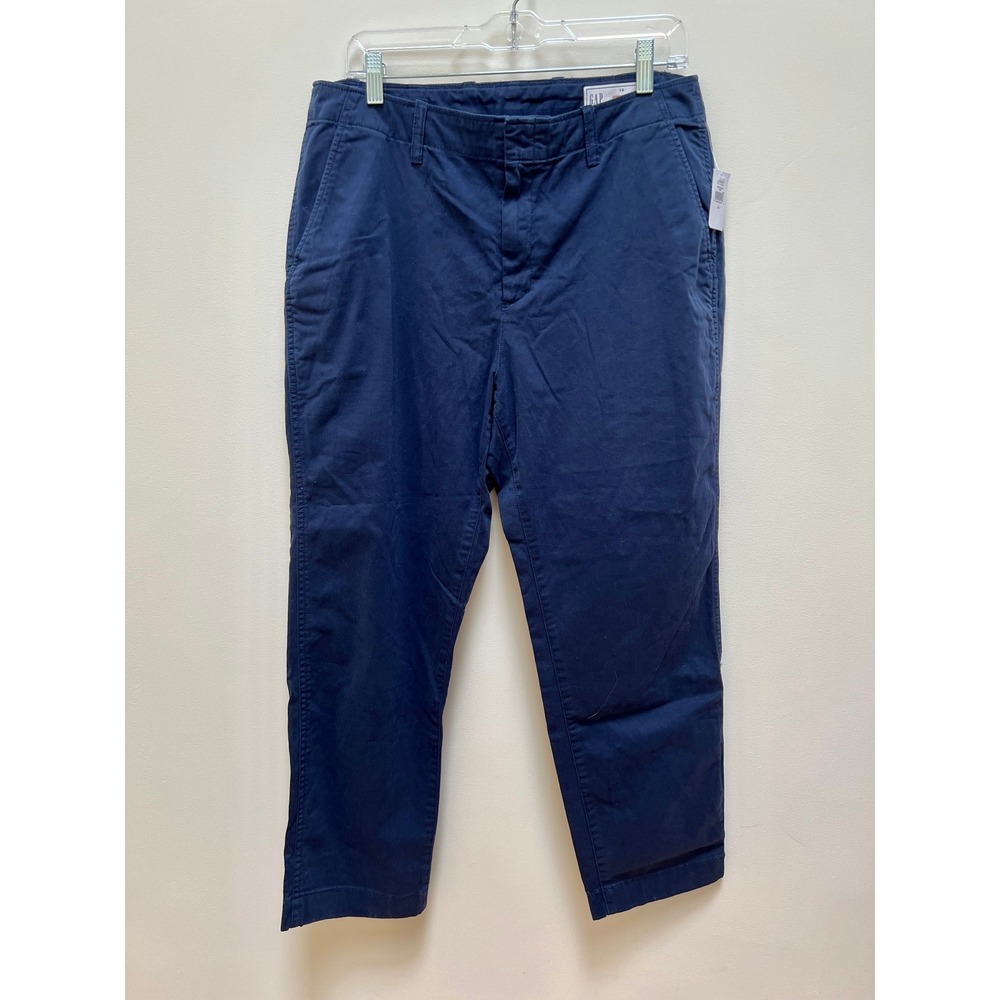 Gap Womens 14 Navy Blue‎ Downtown Khaki Pants Straight Leg Chino Stretch NWT